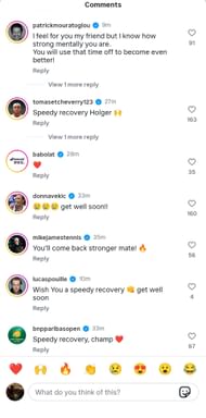 Patrick Mouratoglou, Donna Vekic, and others sent support; Instagram - @holgerrune